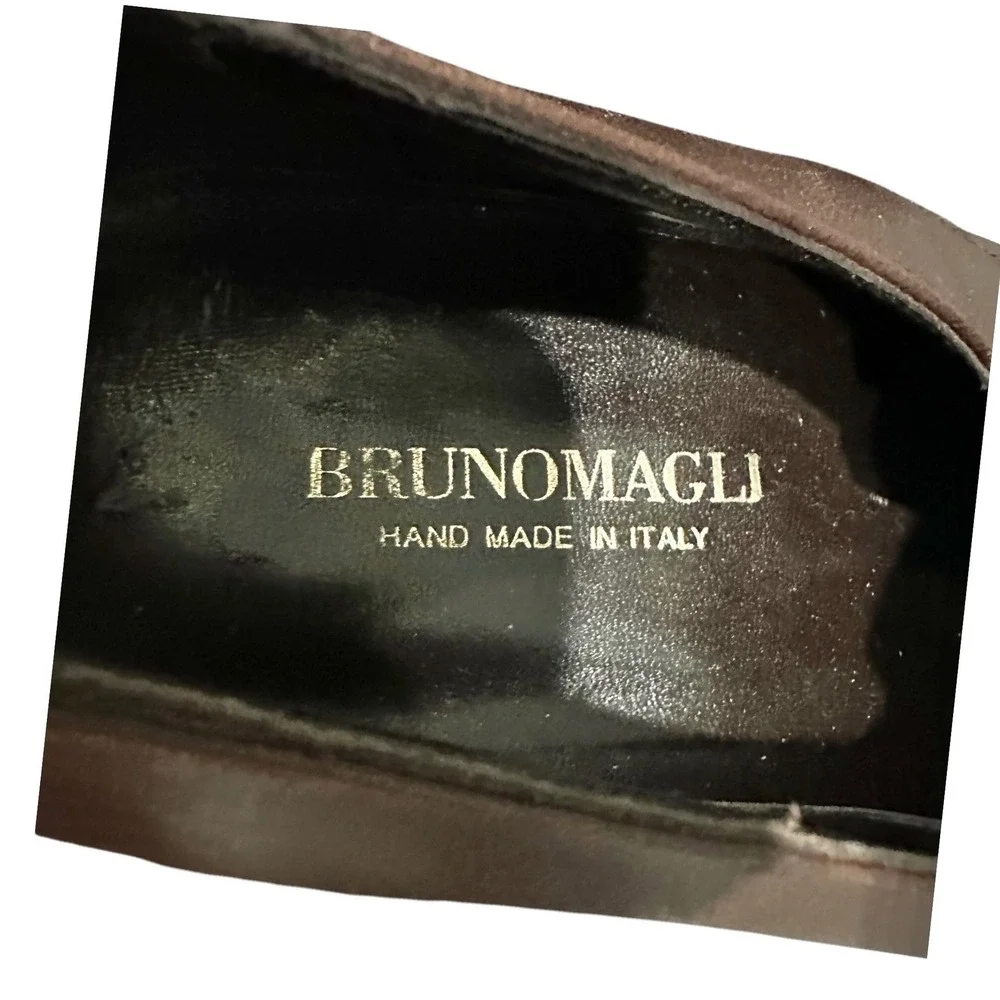 Bruno Magli Raging Men's 9.5 W Brown Leather Slip-On Loafers Made Italy